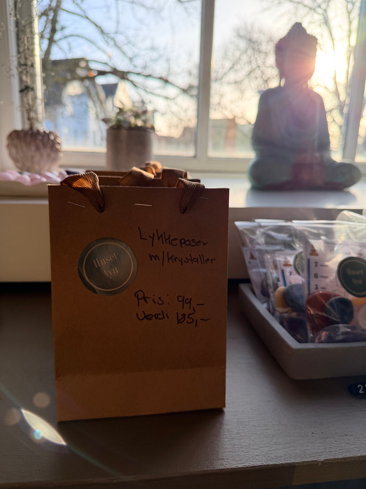 Lykkepose med krystaller