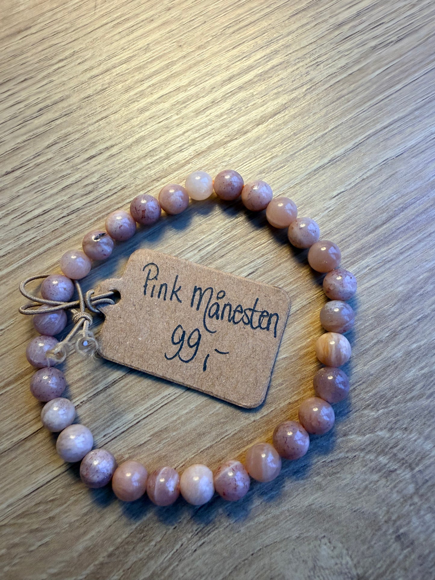 Pink månesten armbånd